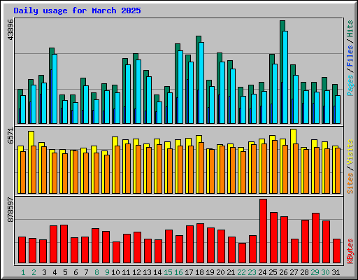 Daily usage for March 2025